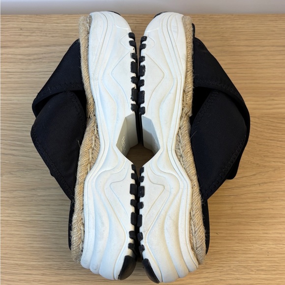 Zara‎ Trafaluc Slide Sandals Black/White with Jute Woman’s 35/Fits US 6.5-7 - Picture 5 of 8